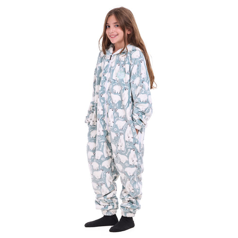 Snuggs Kids Blanket Onesie Petroleum Polar Bear